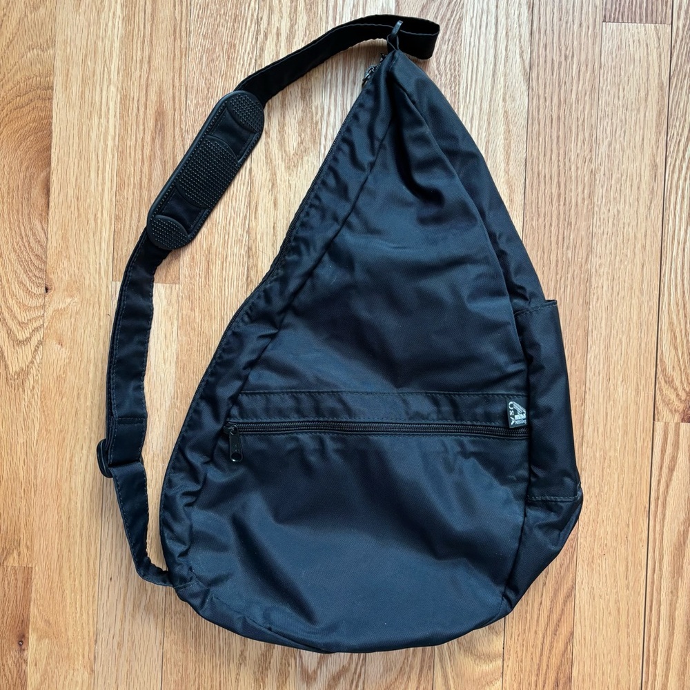 Vintage Ameribag Healthy Back Bag Sling Crossbody Medium 19” Black Made in USA